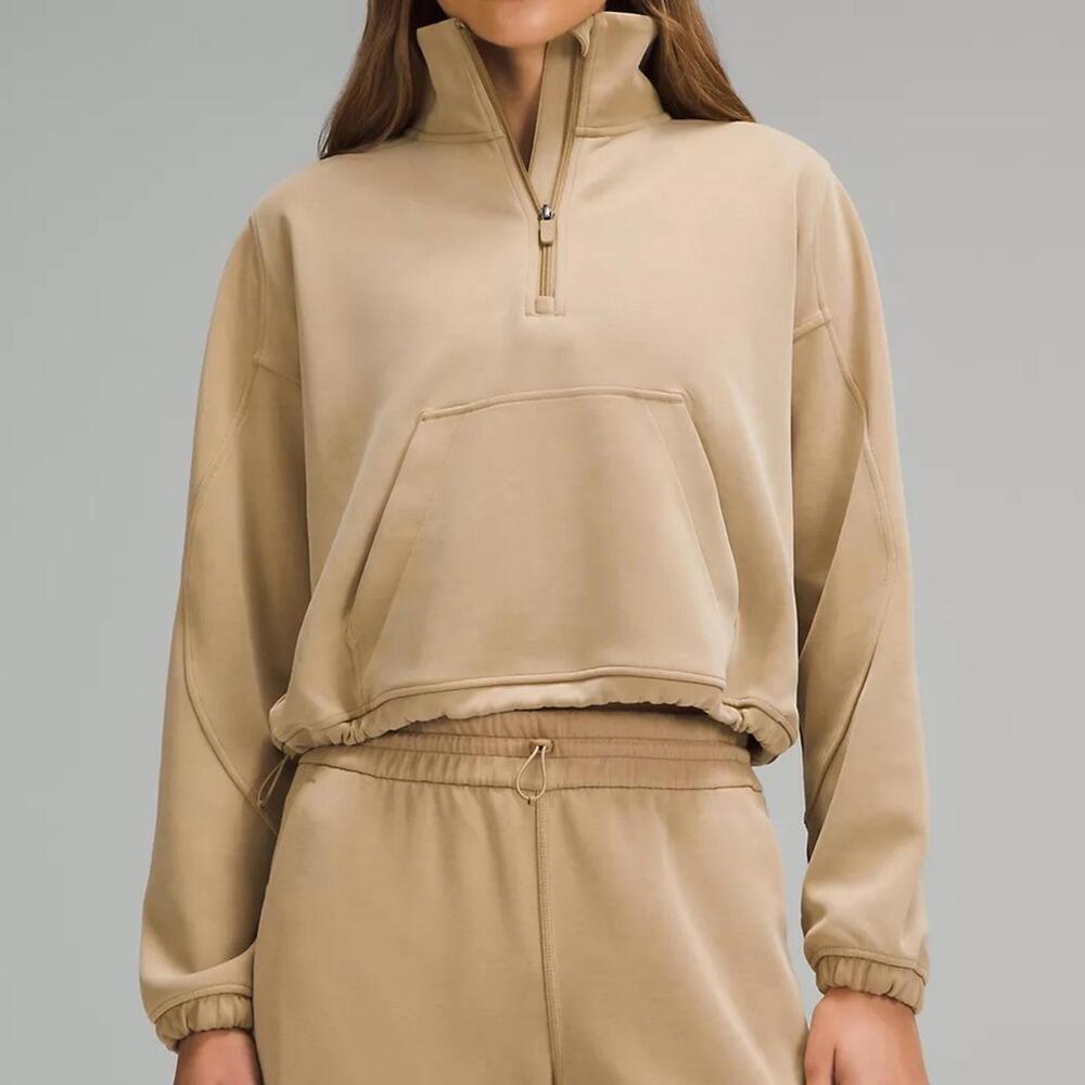 Lululemon Brushed Softstreme Half Zip Pullover Filbert Tan Size 4
